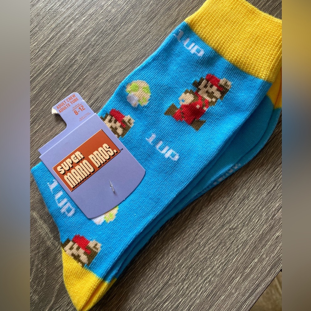 Nintendo Blue and Yellow Casual Socks with Super Mario Design